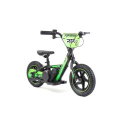 Detské elektrické odrážadlo RIRIBIKE RTX3 24V (12”), zelené, Lítiová batéria, 100W motor, Kotúčová brzda, Nastaviteľné mäkké PU sedadlo