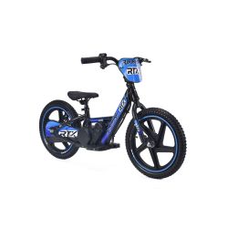 Zánovné detské elektrické odrážadlo RIRIBIKE RTX6 24V (16”), modré, Lítiová batéria, 250W Motor, Kotúčová brzda, Nastaviteľné mäkké PU sedadlo
