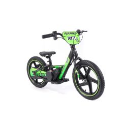 Detské elektrické odrážadlo RIRIBIKE RTX6 24V (16”), zelené, Lítiová batéria, 250W Motor, Kotúčová brzda, Nastaviteľné mäkké PU sedadlo