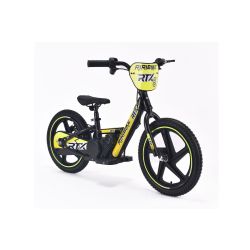 Zánovné detské elektrické odrážadlo RIRIBIKE RTX6 24V (16”), žlté, Lítiová batéria, 250W Motor, Kotúčová brzda, Nastaviteľné mäkké PU sedadlo