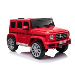 Elektrické autíčko Mercedes G500 12V, červené, 2,4 GHz diaľkové ovládanie, USB / SD Vstup, odpruženie, Lítiová batéria, LED svetlá, ORIGINÁL licencia