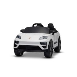 Elektrické autíčko Porsche Macan 12V s pohonom zadných kolies a licenciou (Jednomiestne), biele, Lítiová batéria, široké sedadlo, Odpružené nápravy, 2,4 GHz Diaľkový ovládač, MP3 prehrávač so vstupom USB/AUX, LED svetlá