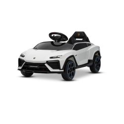 Elektrické autíčko Lamborghini Lanzador 12V s pohonom zadných kolies a licenciou (Jednomiestne), biele, Lítiová batéria, LED svetlá, široké sedadlo, 2,4 GHz diaľkový ovládač, MP3 prehrávač so vstupom USB/AUX a Bluetooth pripojením