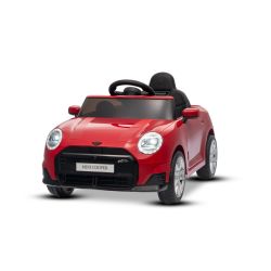 Elektrické autíčko BMW Mini Cooper 12V, červené, USB Vstup s Bluetooth pripojením na MP3 Prehrávači, 2,4 GHz diaľkové ovládanie, 2 x 25W Motor, Lítiová batéria, LED svetlá, ORIGINAL licencia