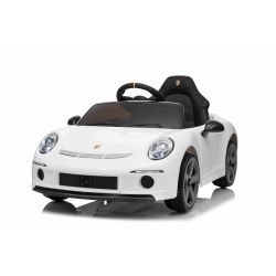 Elektrické autíčko RUF GT 12V, biele, Otváracie dvere, 2.4 GHz diaľkové ovládanie, LED svetlá vpredu aj vzadu, USB/Aux Vstup, Lítiová batéria, 2 X 35W motor, ORIGINÁL licencia