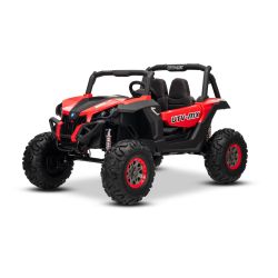 Elektrické autíčko NEW RSX 24V, Červené, Pohon 4x4, Lítiová batéria, EVA kolesá, Odpružené nápravy, Dvojmiestne koženkové sedadlo, Diaľkový ovládač,  MP3 prehrávač so vstupom USB/AUX