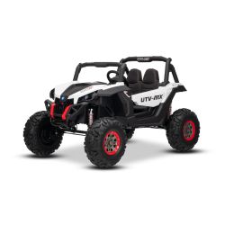 Elektrické autíčko NEW RSX 24V, Biele, Pohon 4x4, Lítiová batéria, EVA kolesá, Odpružené nápravy, Dvojmiestne koženkové sedadlo, Diaľkový ovládač,  MP3 prehrávač so vstupom USB/AUX
