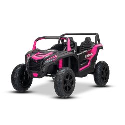 Elektrické autíčko UTV XXL 24V, ružové, dvojmiestne, Motor s diferenciálom, Nafukovacie gumené kolesá, odpružené zadné nápravy, kotúčová brzda, čalúnené sedadlo, nastaviteľný volant, bluetooth, MP3 prehrávač so vstupom USB/SD