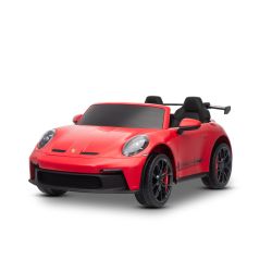 Zánovné elektrické autíčko Porsche 911 24V s pohonom 4x4, červené, Dvojmiestne sedadlo, 2,4 GHz diaľkové ovládanie, USB/AUX Vstup, 200W motory, Odpruženie, Lítiová batéria, LED svetlá vpredu aj vzadu, ORIGINÁL licencia