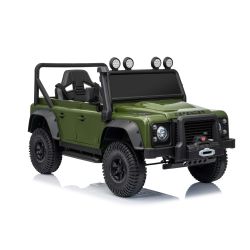 Elektrické autíčko Land Rover Defender 110 SVX 12V, zelené, 4X4 pohon, LED svetlá, predné aj zadné odpruženie kolies, 2.4 GHz diaľkové ovládanie, USB/Aux Vstup, Bluetooth, Lítiová batéria, 4 X 25W motor, ORIGINÁL licencia