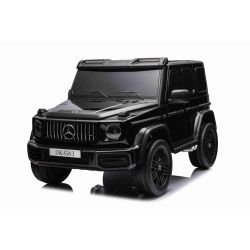 Zánovné elektrické autíčko Mercedes-Benz G63 AMG 4x4² Dvojmiestne 12V, čierne, MP3 Prehrávač s USB/AUX vstupom, Pohon 4x4, Batéria 12V14Ah, EVA kolesá s odpružením, Koženkové sedadlá, Diaľkový ovládač, Licencované