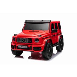 Elektrické autíčko Mercedes-Benz G63 AMG 4x4² Dvojmiestne 12V, červené, MP3 Prehrávač s USB/AUX vstupom, Pohon 4x4, Batéria 12V14Ah, EVA kolesá s odpružením, Koženkové sedadlá, Diaľkový ovládač, Licencované