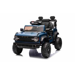 Elektrické autíčko Ford Bronco s pohonom zadných kolies s licenciou (Jednomiestne), modré, Lítiová batéria, Vysoký podvozok, široké sedadlo, Odpružená zadná náprava, 2,4 GHz Diaľkový ovládač, MP3 prehrávač so vstupom USB, LED svetlá