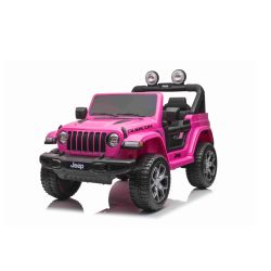 Elektrické autíčko JEEP Wrangler, Jednomiestne, Ružové, Koženkové sedadlá, Rádio s Bluetooth prehrávačom, SD/USB vstup, Pohon 4x4, Lítiová batéria, EVA kolesá, Odpružená náprava, 2,4 GHz Dialkové Ovládanie
