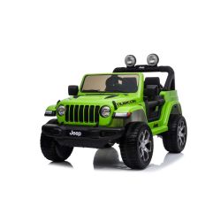 Elektrické autíčko JEEP Wrangler, Jednomiestne, Zelené, Koženkové sedadlá, Rádio s Bluetooth prehrávačom, SD/USB vstup, Pohon 4x4, Lítiová batéria, EVA kolesá, Odpružená náprava, 2,4 GHz Dialkové Ovládanie