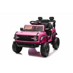 Elektrické autíčko Ford Bronco s pohonom zadných kolies s licenciou (Jednomiestne), ružové, Lítiová batéria, Vysoký podvozok, široké sedadlo, Odpružená zadná náprava, 2,4 GHz Diaľkový ovládač, MP3 prehrávač so vstupom USB, LED svetlá