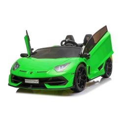 Elektrické autíčko Lamborghini Aventador 24V Dvojmiestne, Zelené lakované, 2,4 GHz DO, Mäkké PU Sedadlá, LCD Displej, odpruženie, vertikálne otváracie dvere, mäkké EVA kolesá, 2 X 45W MOTOR, ORIGINAL licencia