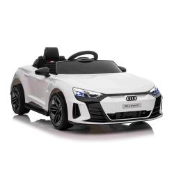 Elektrické autíčko Audi RS E-tron GT 12V, biele, široké jednomiestne sedadlo, 2,4 GHz diaľkové ovládanie, USB / AUX Vstup, Bluetooth, Odpruženie, Lítiová batéria, LED svetlá, 2 X 25W Motor, ORIGINÁL licencia