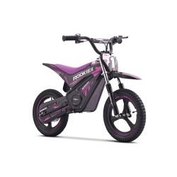 Detská elektrická minicross motorka ROOKIE X 24V (12"), fialová, Lítiová batéria, 250W Bezuhlíkový motor, Kotúčová brzda