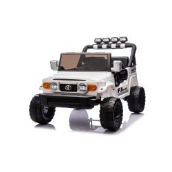 Elektrické autíčko Toyota FJ Cruiser XXL s pohonom 4x4, licencované (Dvojmiestne), biele, Prenosná lítiová batéria, Vysoký podvozok, Dve sedadlá, Odpružená zadná náprava, 2,4 GHz Diaľkový ovládač, MP3 prehrávač s Bluetoothom, LED svetlá