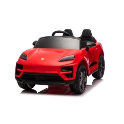 Elektrické autíčko Porsche Macan 12V s pohonom zadných kolies a licenciou (Jednomiestne), červené, Lítiová batéria, široké sedadlo, Odpružené nápravy, 2,4 GHz Diaľkový ovládač, MP3 prehrávač so vstupom USB/AUX, LED svetlá