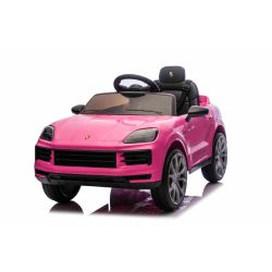Elektrické autíčko Porsche Cayenne 12V s pohonom zadných kolies a licenciou (Jednomiestne), ružové, Lítiová batéria, široké sedadlo, Odpružené nápravy, 2,4 GHz Diaľkový ovládač, MP3 prehrávač so vstupom USB/AUX, LED svetlá
