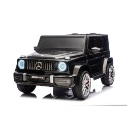 Elektrické autíčko Mercedes-Benz G63 AMG 4x4 Dvojmiestne 24V, čierne, MP3 Prehrávač s USB/AUX a Bluetooth pripojením, Pohon 4x4, Lítiová batéria , EVA kolesá s odpružením, Koženkové sedadlá, Diaľkový ovládač, Licencované