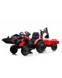 Elektrický traktor TOP-WORKER 12V s naberačkami a prívesom, Jednomiestne, červené, 2,4 Ghz Diaľkový ovládač, mäkké PU sedadlo, MP3 Prehrávač s USB vstupom, Zadný pohon, 2 x 45W Motor, EVA kolesá, 12V/10Ah batéria