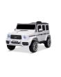 Elektrické autíčko Mercedes G, biele, Jednomiestné sedadlo, Lítiová batéria, 2,4 GHz DO, 2XMOTOR, USB, SD karta, ORGINAL licencia