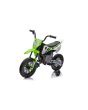 Elektrická Motorka MOTOCROSS, Zelená, 12V batéria, EVA mäkké kolesá, Koženkové sedadlo, 2 x 25W Motor, Odpruženie, Kovový rám, MP3 Prehrávač s Bluetoothom, pomocné kolieska