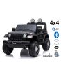 Elektrické autíčko JEEP Wrangler, Jednomiestne, čierne, Koženkové sedadlá, Rádio s Bluetooth prehrávačom, SD/USB vstup, Pohon 4x4, 12V10Ah Batéria, EVA kolesá, Odpružená náprava, 2,4 GHz Diaľkové Ovládanie