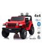 Elektrické autíčko JEEP Wrangler, Jednomiestne, červené, Koženkové sedadlá, Rádio s Bluetooth prehrávačom, SD/USB vstup, Pohon 4x4, Lítiová batéria, EVA kolesá, Odpružená náprava, 2,4 GHz Dialkové Ovládanie