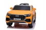 Elektrické autíčko Audi Q8, 12V, 2,4 GHz diaľkové ovládanie, USB / SD Vstup, LED svetlá, 12V batéria, mäkké EVA kolesá, 2 X MOTOR, oranžové, ORIGINÁL licencia