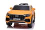 Elektrické autíčko Audi Q8, 12V, 2,4 GHz diaľkové ovládanie, USB / SD Vstup, LED svetlá, 12V batéria, mäkké EVA kolesá, 2 X MOTOR, oranžové, ORIGINÁL licencia