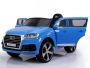 Elektrické autíčko Audi Q7, modré lakované, EVA kolesá, Jednomiestne sedadlo, 12V, 2,4 GHz diaľkové ovládanie, 2X motor, USB, SD karta, ORGINAL licencia