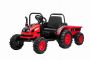 Elektrický Traktor POWER s vlečkou, červený, Pohon zadných kolies, 12V batéria, Plastové kolesá, široké sedadlo, 2,4 GHz Diaľkový ovládač, Jednomiestne, MP3 prehrávač, LED Svetlá