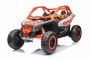 Elektrické autíčko Can-am Maverick, oranžový, dvojmiestne, odpružená zadná náprava, 2,4 Ghz diaľkové ovládanie, prenosná batéria, 4 x 35W Motory, EVA kolesá, koženkové sedadlá, MP3 prehrávač so vstupom USB/SD, Licencované