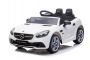 Elektrické autíčko Mercedes-Benz SLC 12V, biele, Koženkové sedadlo, 2,4 GHz diaľkové ovládanie, USB / AUX Vstup, Zadné odpruženie, LED Svetlá, Mäkké EVA kolesá, 2 X 30W MOTOR, ORIGINÁL licencia