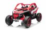 Elektrické autíčko Can-am Maverick, červený, dvojmiestne, odpružená zadná náprava, 2,4 Ghz diaľkové ovládanie, prenosná batéria, 4 x 35W Motory, EVA kolesá, koženkové sedadlá, MP3 prehrávač so vstupom USB/SD, Licencované