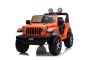 Elektrické autíčko JEEP Wrangler, Jednomiestne, Oranžové, Koženkové sedadlá, Rádio s Bluetooth prehrávačom, SD/USB vstup, Pohon 4x4, Lítiová batéria, EVA kolesá, Odpružená náprava, 2,4 GHz Dialkové Ovládanie