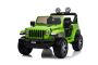 Elektrické autíčko JEEP Wrangler, Jednomiestne, Zelené, Koženkové sedadlá, Rádio s Bluetooth prehrávačom, SD/USB vstup, Pohon 4x4, Lítiová batéria, EVA kolesá, Odpružená náprava, 2,4 GHz Dialkové Ovládanie