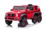 Elektrické autíčko Mercedes-Benz G63 AMG 6X6, Jednomiestne, červené, 6 Kolies s nezávislým odpružením, Pohon 4 x 45W, 12V10AH Batéria, Plastové kolesá a sedadlo, Diaľkové ovládanie, Licencované