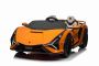 Elektrické autíčko Lamborghini Sian 4X4, oranžové, 12V, 2,4 GHz diaľkové ovládanie, USB / AUX Vstup, Bluetooth, Odpruženie, Vertikálne otváracie dvere, mäkké EVA kolesá, LED Svetlá, ORIGINAL licencia