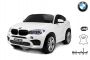 Elektrické autíčko BMW X6 M, 2 miestne, 2x 120 W motor, 12V, elektrická brzda, 2,4 GHz diaľkové ovládanie, otváracie dvere, EVA kolesá, koženkové sedadlo, 2X MOTOR, biele, ORGINAL licencia