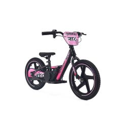 Detské elektrické odrážadlo RIRIBIKE RTX6 24V (16”), ružové, Lítiová batéria, 250W Motor, Kotúčová brzda, Nastaviteľné mäkké PU sedadlo