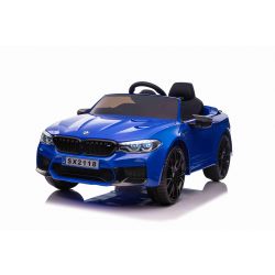 Elektrické autíčko BMW M5 24V, modré, Mäkké EVA kolesá, Motory: 2 x 24V, Kapacita batérií 24V, LED Svetlá, 2,4 GHz diaľkové ovládanie, MP3 Prehrávač, Mäkké PU sedadlo, ORIGINÁL licencia