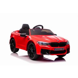 Elektrické autíčko BMW M5 24V, červené, Mäkké EVA kolesá, Motory: 2 x 24V, Kapacita batérií 24V, LED Svetlá, 2,4 GHz diaľkové ovládanie, MP3 Prehrávač, Mäkké PU sedadlo, ORIGINÁL licencia