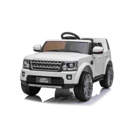 Elektrické autíčko Land Rover Discovery, 12V, 2,4 GHz diaľkové ovládanie, USB / AUX Vstup, odpruženie, otváracie dvere a kapota,  2 X 35W MOTOR, biela, ORIGINAL licencia