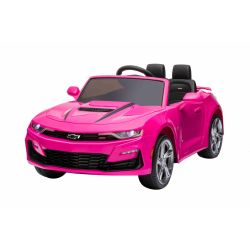 Elektrické autíčko Chevrolet Camaro 12V, ružové, 2,4 GHz diaľkové ovládanie, Otváracie dvere, EVA kolesá, LED Svetlá, koženkové sedadlo, 2 X MOTOR, USB/SD Vstup, ORGINAL licencia