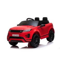 Zánovné elektrické autíčko Range Rover EVOQUE, Jednomiestne, červené, Koženkové sedadlá, MP3 Prehrávač s USB/SD, Pohon 4x4, Batéria 12V10AH, EVA kolesá, Odpružené nápravy, Kľúčové trojpolohové štartovanie, 2,4 GHz Bluetooth Diaľkový Ovládač,